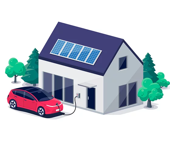 Electric Vehicle At Home Charging Graphic